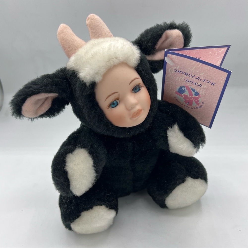 J. Misa Collection Porcelain Face Cow Costume Doll with Tags Vintage 2000